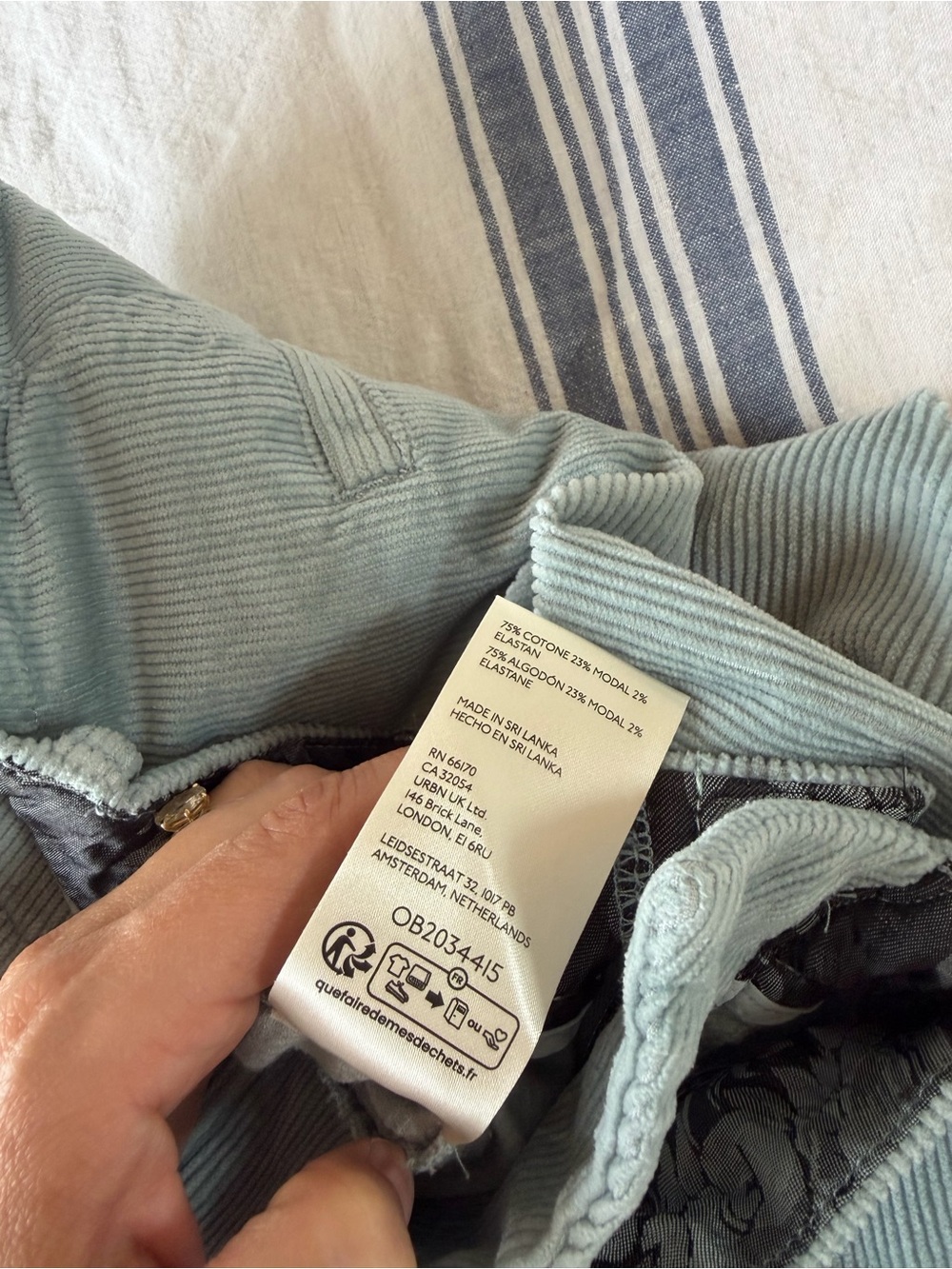 Anthropologie Ultra Wide Leg Corduroy Palazzo Trousers Pants Light Blue Size 8T - Picture 10 of 14